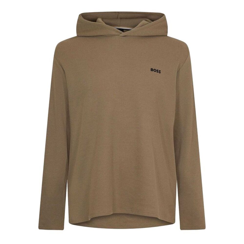 Boss Mens Waffle Knit Pullover Hoodie / Brown